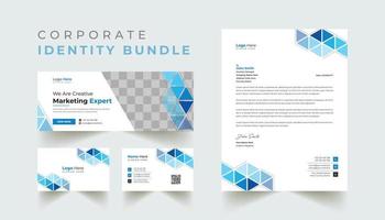 Professional business Facebook cover template, letterhead, and business card design Pro Vector