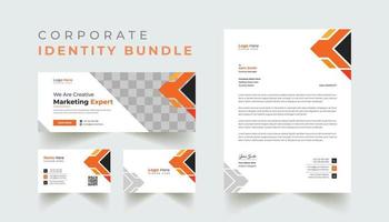 Professional business Facebook cover template, letterhead, and business card design Pro Vector