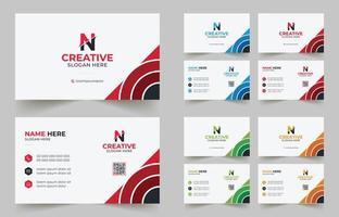 Multipurpose corporate business card template with blue, green, red, and yellow colors vector