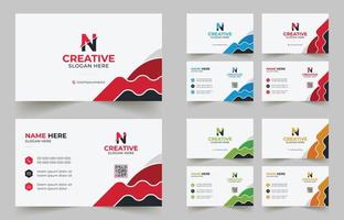 Multipurpose corporate business card template with blue, green, red, and yellow colors vector