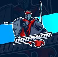 warrior knight with horse mascot esport for gaming and sport logo design vector