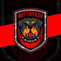 personaje de diseño de logotipo de esport de mascota de perro rottweiler para juegos y logotipo de guardia de perro vector