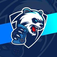 panda gamer mascota esport logo diseño personaje para juegos vector