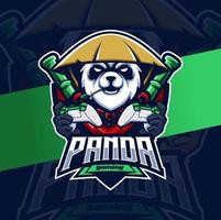 panda gamer mascota esport logo diseño personaje para juegos vector