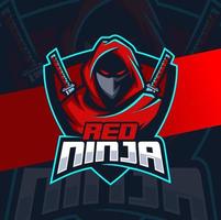 logotipo de esport de personaje de mascota ninja rojo para juegos y deportes vector