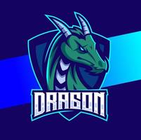 diseño de logotipo de e-sport de mascota de personaje de dragón vector