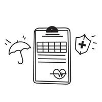 hand drawn doodle Health insurance concept icon illustration vector