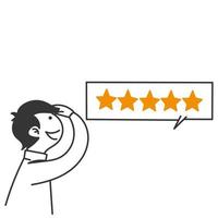 hand drawn doodle Giving Five Star Feedback review illustration vector