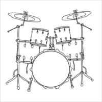 Minimalist Drum Set Line Art, Drums Music, Simple Sketch, Outline Drawing, Musical Instrument, Vector File