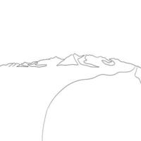 Minimalist Landscape Mountain Line Art Drawing, Outline Sketch, Minimalist Vector File, Mountains Scenery
