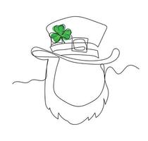 Leprechaun Face Line Art, St Patrick's Day, Irish Holiday, Green  Shamrocks, Simple Sketch, Outline Drawing, Vector File, Minimalist