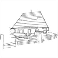 House Line Art, Simple Sketch Drawing, Vector