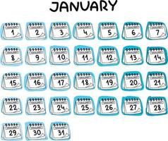 January calendar month vector