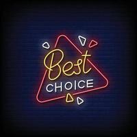 neon sign best choice with brick wall background vector illustration