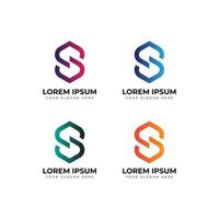 Letter S logo template in four different color vector