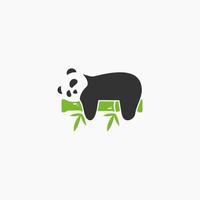 sleeping lazy panda bamboo logo vector
