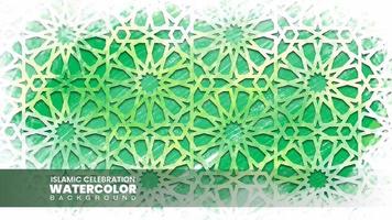 Islamic watercolor background. Beautiful Arabic pattern with bright colors hand drawn vector