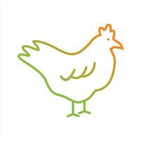 hermoso icono de vector de línea de pollo