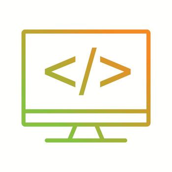 hermosa codificación en el icono de línea de vector de pantalla