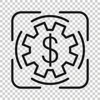 Money revenue icon in flat style. Dollar coin vector illustration on white isolated background. Finance structure business concept.