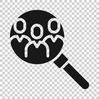 Search job vacancy icon in flat style. Loupe career vector illustration on white isolated background. Find people employer business concept.