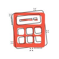 Calculator icon in comic style. Calculate cartoon vector illustration on white isolated background. Calculation splash effect business concept.