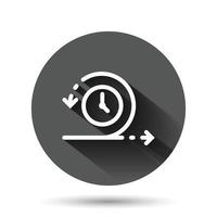 Agile icon in flat style. Flexible vector illustration on black round background with long shadow effect. Arrow cycle circle button business concept.