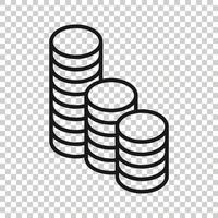 Coins stack icon in flat style. Dollar coin vector illustration on white isolated background. Money stacked business concept.