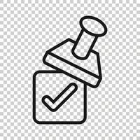 Approve stamp icon in flat style. Accept check mark vector illustration on white isolated background. Approval choice business concept.