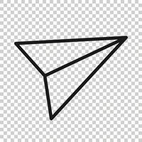 icono de avión de papel en estilo plano. mensaje enviado ilustración vectorial sobre fondo blanco aislado. concepto de negocio de sms de aire. vector