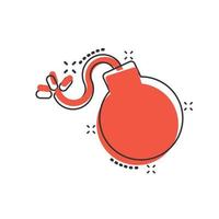 Bomb icon in comic style. Dynamite cartoon vector illustration on white isolated background. C4 tnt splash effect business concept.