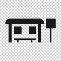 icono de la estación de autobuses en estilo plano. ilustración vectorial de parada automática sobre fondo blanco aislado. concepto de negocio de vehículos autobus. vector