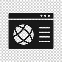 icono de dominio del sitio web en estilo plano. Ilustración de vector de dirección de internet global sobre fondo blanco aislado. concepto de negocio de servidor.