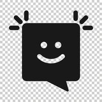 icono de sms feliz en estilo plano. mensaje discurso burbuja vector ilustración sobre fondo blanco aislado. concepto de negocio de sobres.