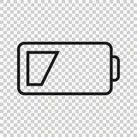 Battery charge icon in flat style. Power level vector illustration on white isolated background. Lithium accumulator business concept.