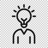 People with bulb icon in flat style. idea vector collection illustration on white isolated background. Brain mind business concept.