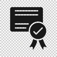 aprobar icono de certificado en estilo plano. Ilustración de vector de marca de verificación de documento sobre fondo blanco aislado. concepto de negocio de elección de aprobación.