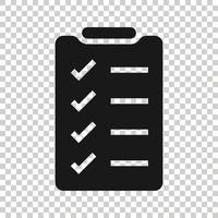 To do list icon in flat style. Document checklist vector illustration on white isolated background. Notepad check mark business concept.