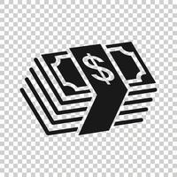 Money stack icon in flat style. Exchange cash vector illustration on white isolated background. Dollar banknote bill business concept.