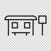 Bus station icon in flat style. Auto stop vector illustration on white isolated background. Autobus vehicle business concept.