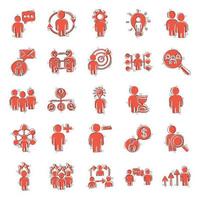 People leadership icon set in comic style. Person cartoon collection vector illustration on white isolated background. User teamwork splash effect business concept.