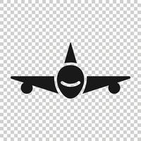 icono de avión en estilo plano. ilustración de vector de avión sobre fondo blanco aislado. concepto de negocio de avión de vuelo.