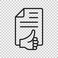 People hand with check mark icon in flat style. Accept vector illustration on white isolated background. Approval choice business concept.