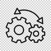 Workflow icon in flat style. Gear effective vector illustration on white isolated background. Process organization business concept.
