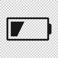 Battery charge icon in flat style. Power level vector illustration on white isolated background. Lithium accumulator business concept.