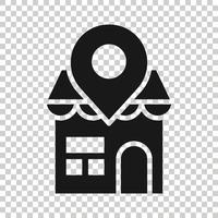 Home pin icon in flat style. House navigation vector illustration on white isolated background. Locate position business concept.
