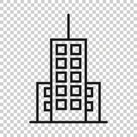 icono de construcción en estilo plano. ciudad rascacielos apartamento vector ilustración sobre fondo blanco aislado. concepto de negocio de la torre de la ciudad.