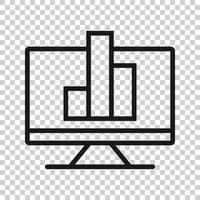 Website analytics icon in flat style. SEO data vector illustration on white isolated background. Computer diagram business concept.