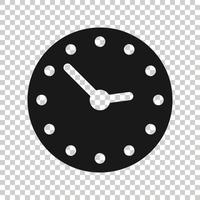 Clock icon in flat style. Watch vector illustration on white isolated background. Timer business concept.