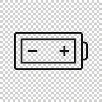 Battery charge icon in flat style. Power level vector illustration on white isolated background. Lithium accumulator business concept.